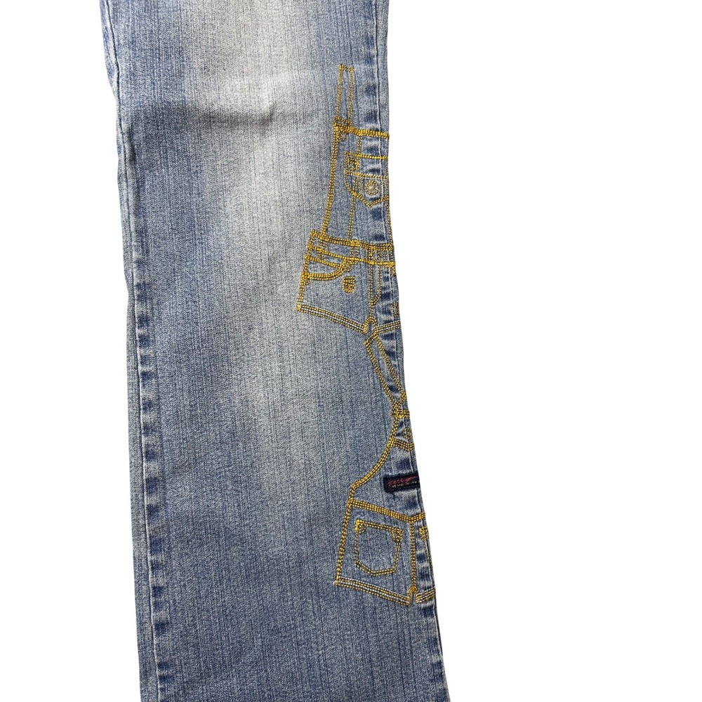 VTG Poco Jeans Women Size 11 Distressed Denim Jeans with Patches Beaded - Picture 2 of 10